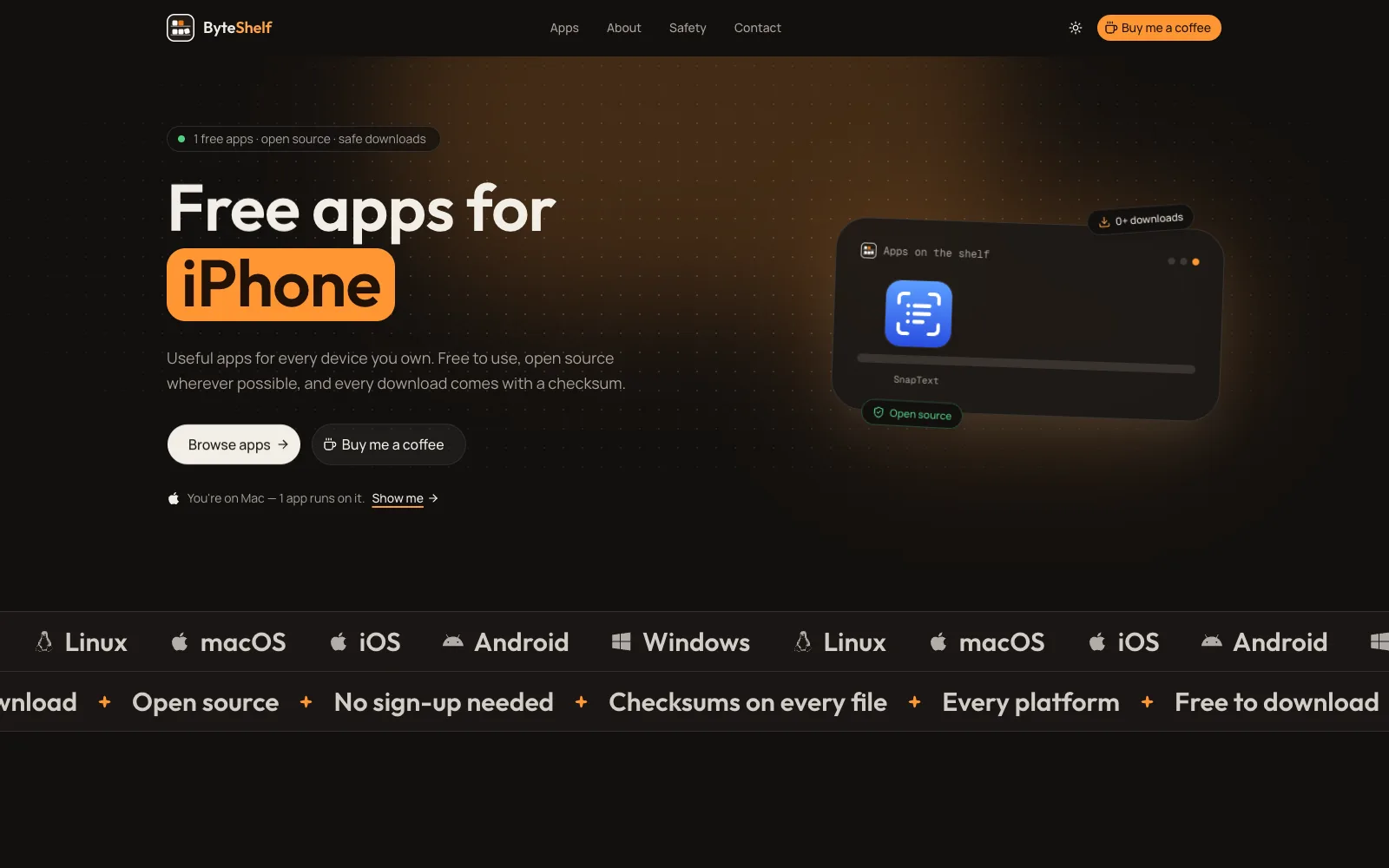 ByteShelf — screen 1